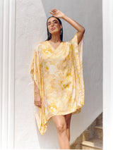 Women's Yellow Casual Regular Fit Printed Dress