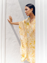 Women's Yellow Casual Regular Fit Printed Dress