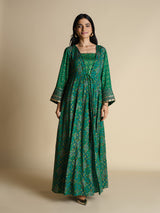 Women's Green Festive Printed Full Sleeves Kurta Set