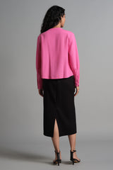 Women's Pink Casual Regular Fit Solid Full Sleeves Tops