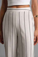 Women's Multicolor Work Regular Fit Striped Trousers