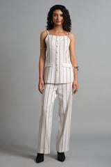 Women's Multicolor Work Regular Fit Striped Trousers