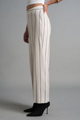 Women's Multicolor Work Regular Fit Striped Trousers