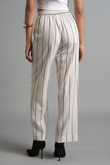 Women's Multicolor Work Regular Fit Striped Trousers