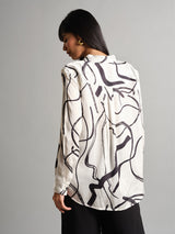 Women's White Casual Regular Fit Printed Full Sleeves Tops