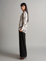 Women's White Casual Regular Fit Printed Full Sleeves Tops