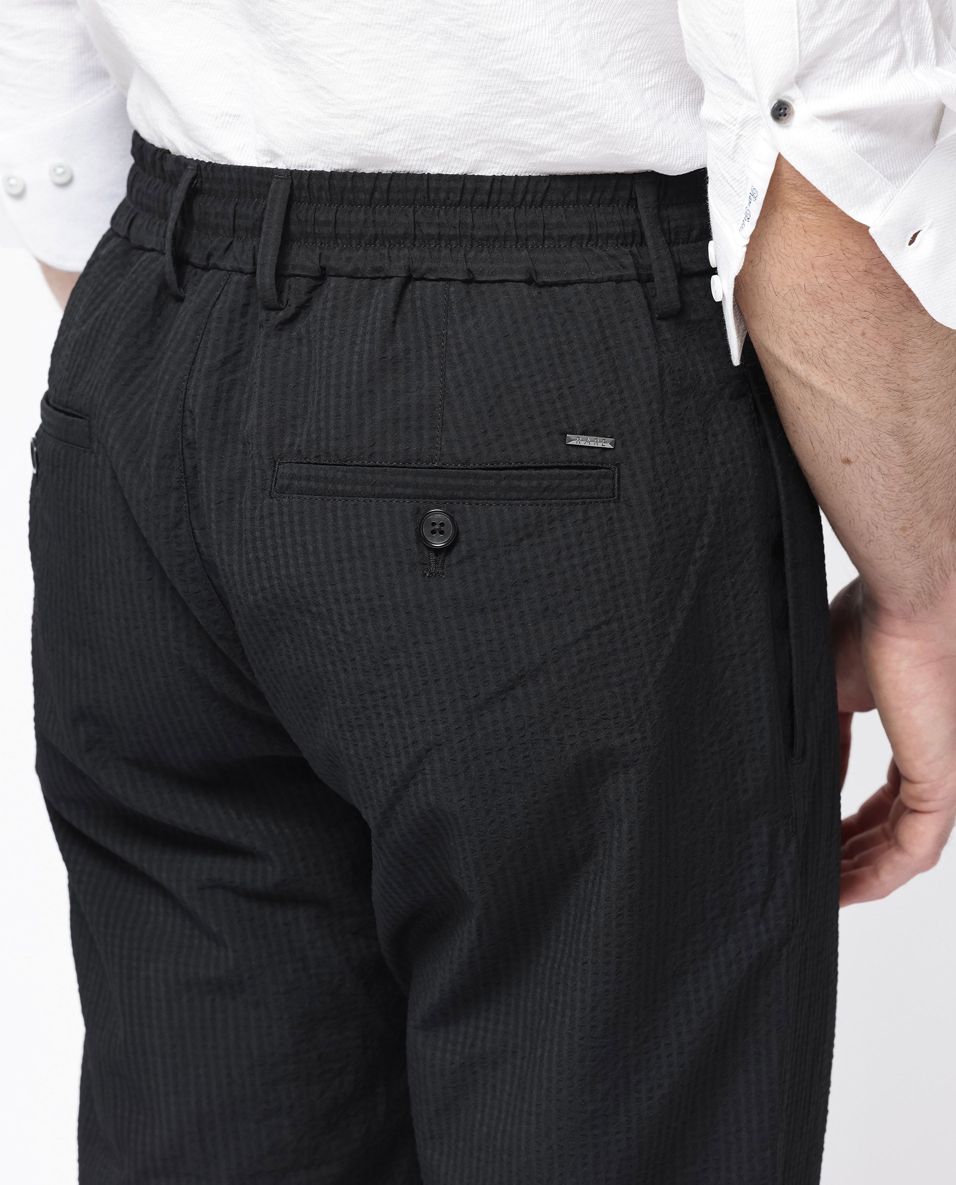 Men's Black Casual Regular Fit Solid Trouser
