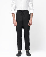 Men's Black Casual Regular Fit Solid Trouser