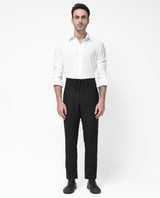 Men's Black Casual Regular Fit Solid Trouser