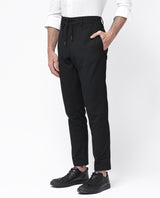 Men's Black Casual Regular Fit Solid Trouser