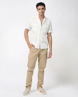 Men's White Casual Regular Fit Solid Half Sleeves Shirt