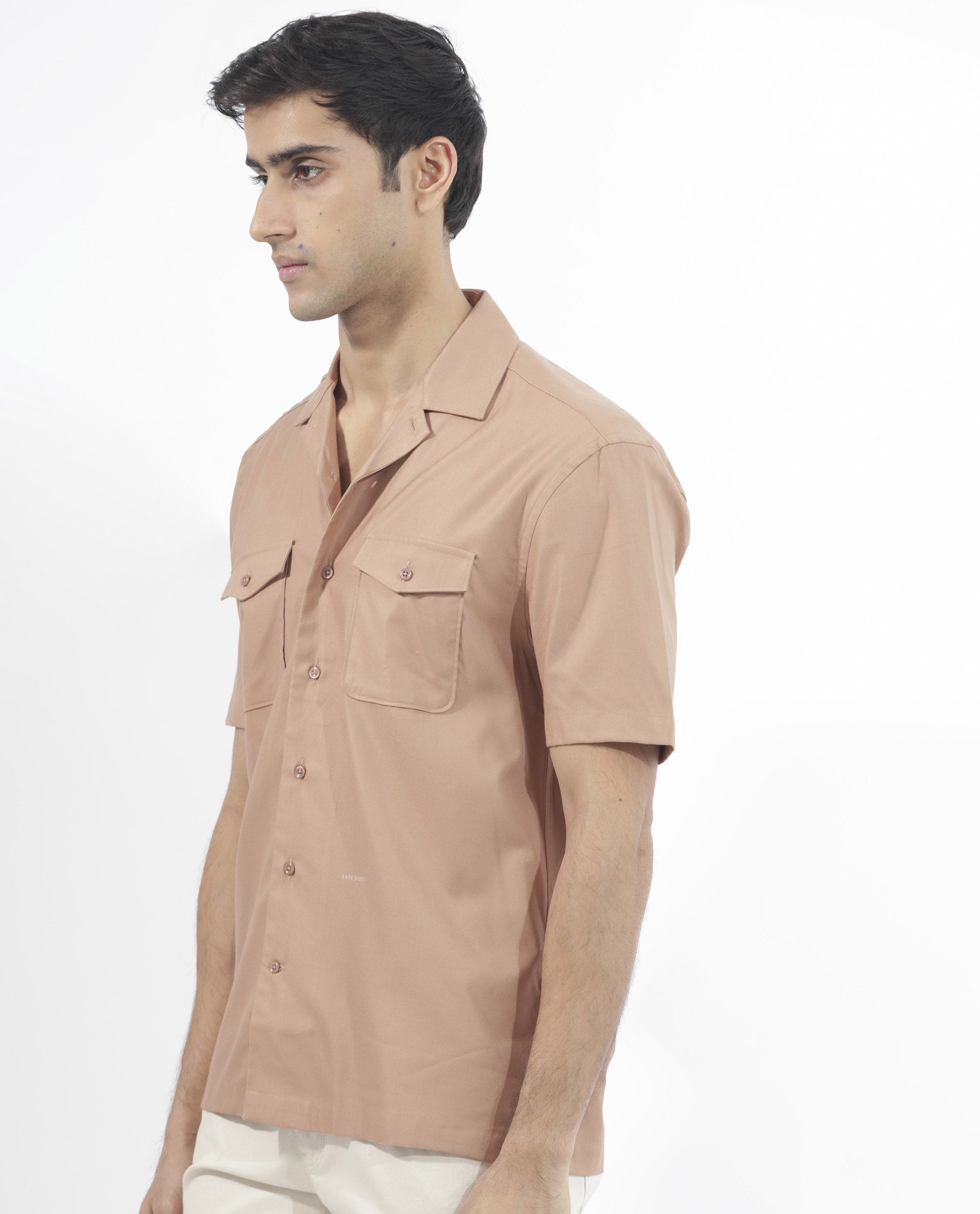 Men's Brown Casual Regular Fit Solid Half Sleeves Shirt