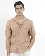 Men's Brown Casual Regular Fit Solid Half Sleeves Shirt