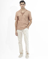 Men's Brown Casual Regular Fit Solid Half Sleeves Shirt