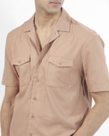 Men's Brown Casual Regular Fit Solid Half Sleeves Shirt