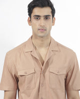Men's Brown Casual Regular Fit Solid Half Sleeves Shirt