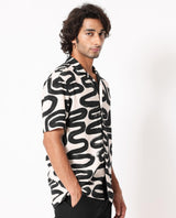 Men's Beige Casual Regular Fit Printed Half Sleeves Shirt