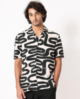 Men's Beige Casual Regular Fit Printed Half Sleeves Shirt