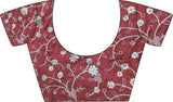 Women's Chiffon Red Embellished Designer Saree with Blouse Piece