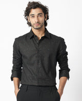 Men's Black Casual Regular Fit Printed Full Sleeves Shirt