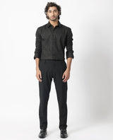 Men's Black Casual Regular Fit Printed Full Sleeves Shirt