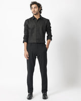 Men's Black Casual Regular Fit Printed Full Sleeves Shirt