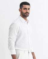Men's White Casual Regular Fit Printed Full Sleeves Shirt