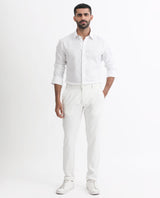 Men's White Casual Regular Fit Printed Full Sleeves Shirt