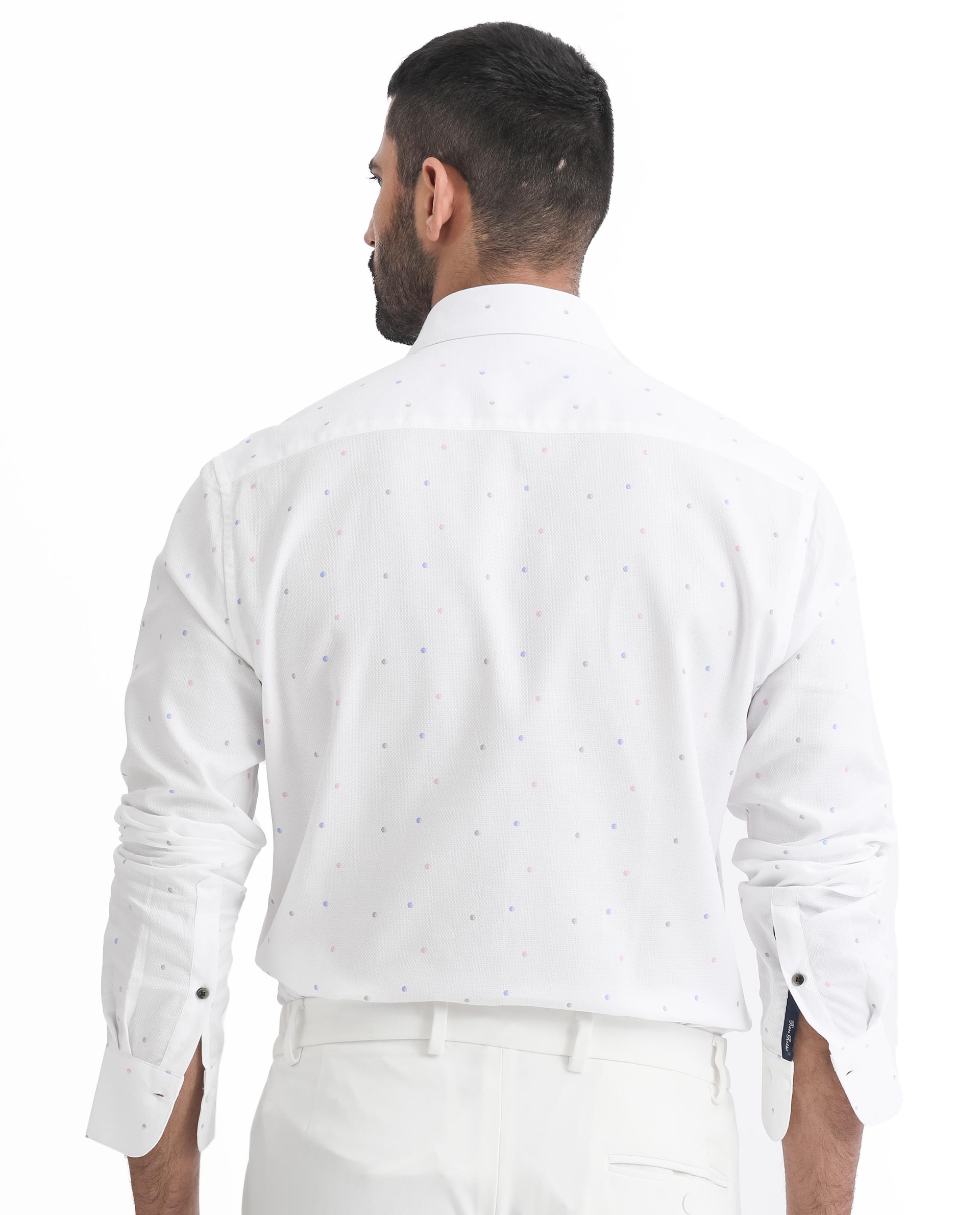 Men's White Casual Regular Fit Printed Full Sleeves Shirt