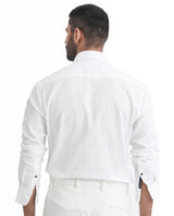 Men's White Casual Regular Fit Printed Full Sleeves Shirt