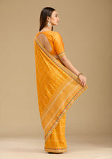 Women's Mustard Zariwork - Gold Soft Raw Silk Saree