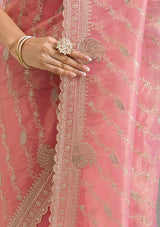 Women's Pink Zariwork Art Silk Saree