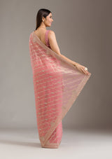 Women's Pink Zariwork Art Silk Saree