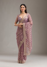 Women's Purple Zariwork Art Silk Saree