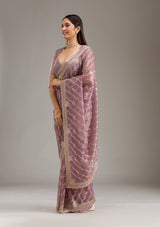 Women's Purple Zariwork Art Silk Saree