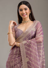 Women's Purple Zariwork Art Silk Saree