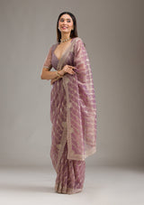 Women's Purple Zariwork Art Silk Saree