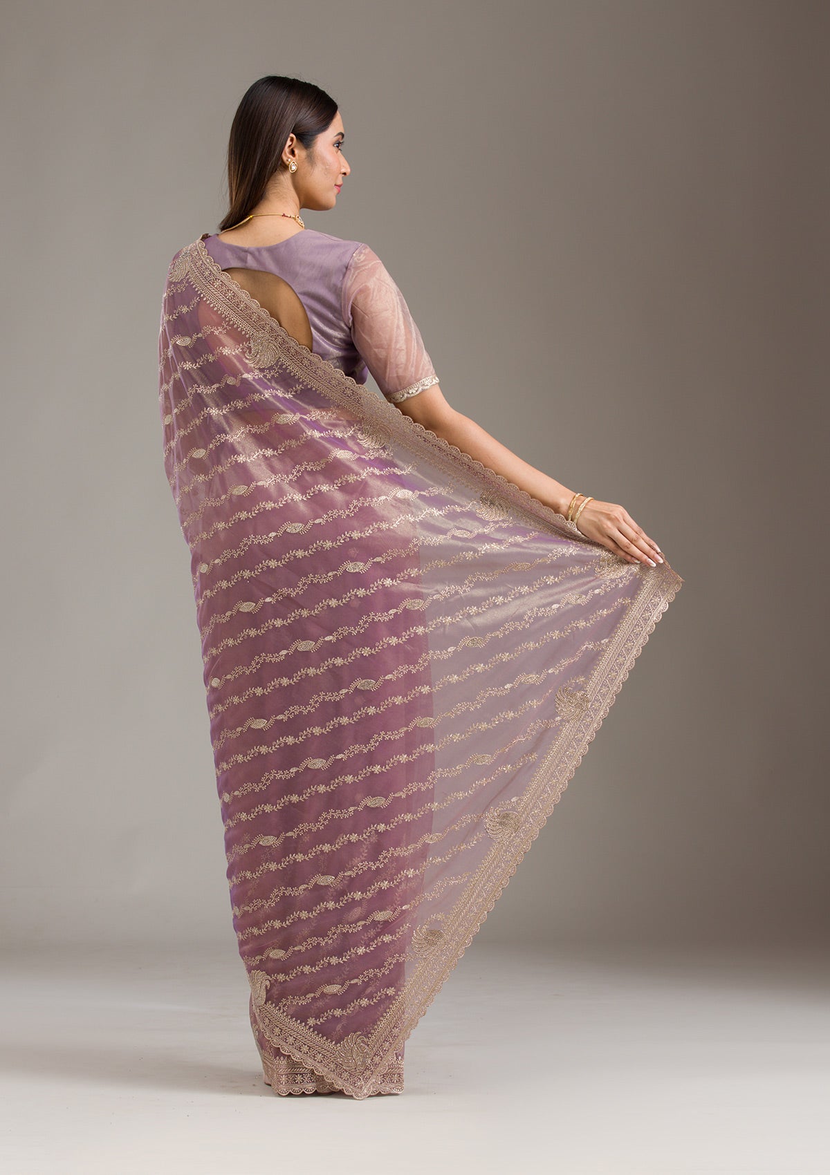Women's Purple Zariwork Art Silk Saree