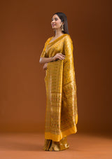 Women's Yellow Zariwork Art Silk Saree