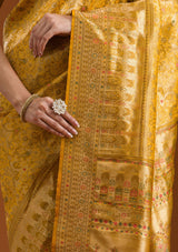Women's Yellow Zariwork Art Silk Saree