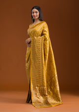 Women's Yellow Zariwork Art Silk Saree
