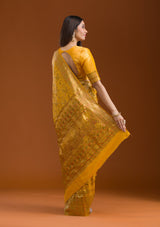 Women's Yellow Zariwork Art Silk Saree