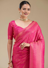 Women's Rani Pink Zariwork Art Silk Saree