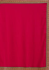 Women's Rani Pink Gold Zariwork Soft Raw Silk Saree