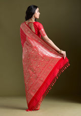 Women's Red Stonework Banarasi Silk Saree