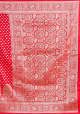 Women's Red Stonework Banarasi Silk Saree