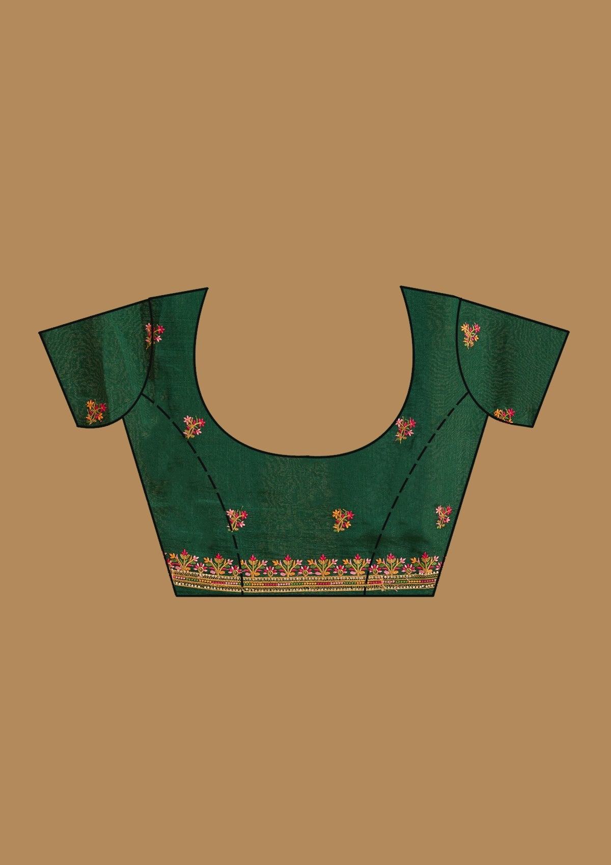 Women's Bottle Green Kashmiri Soft Raw Silk Saree