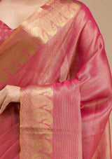 Women's Rani Pink Printed Art Silk Saree