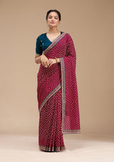 Women's Wine Printed Soft Raw Silk Saree