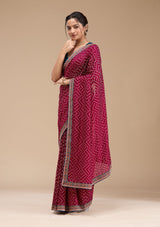 Women's Wine Printed Soft Raw Silk Saree